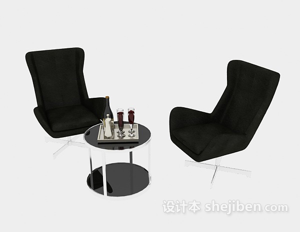 免费现代风格家居休闲桌椅3d模型下载