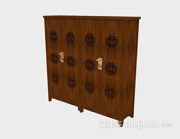 中式风格木质衣柜3d模型下载