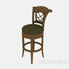 欧式实木吧台椅3d模型下载
