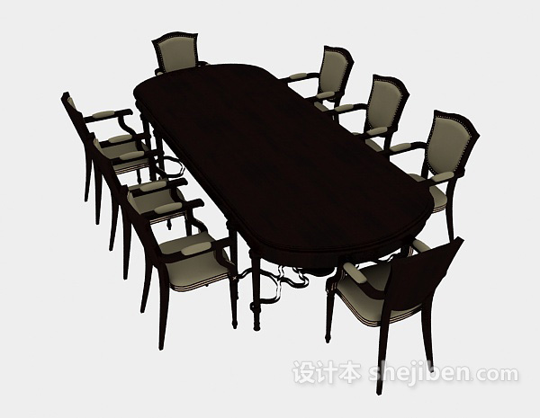 实木餐桌餐椅3d模型下载