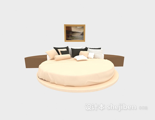 免费圆形床具3d模型下载