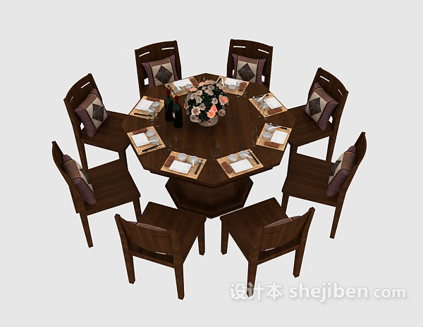 其它美式实用餐桌3d模型下载