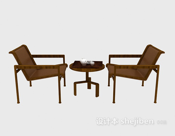 中式风格中式实木休闲桌椅3d模型下载