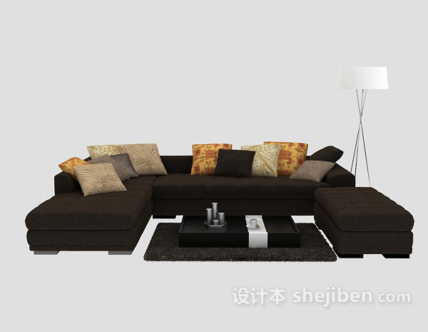 免费简约而不简单现代沙发组合3d模型下载