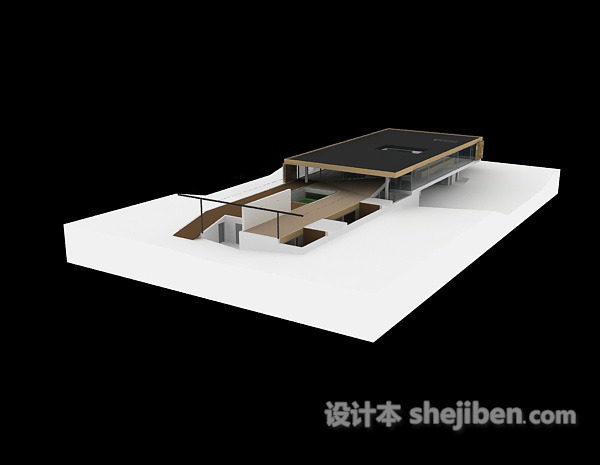 现代风格现代简洁造型别墅3d模型下载