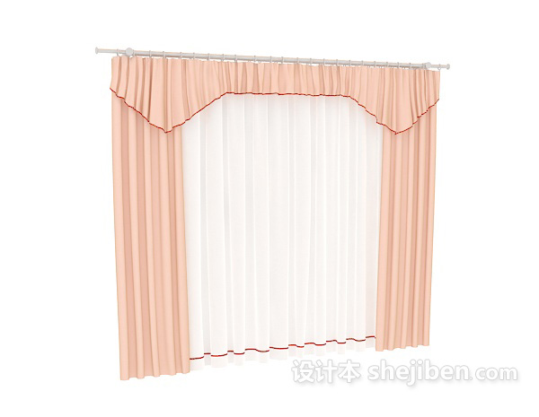设计本粉色窗帘max窗帘3d模型下载