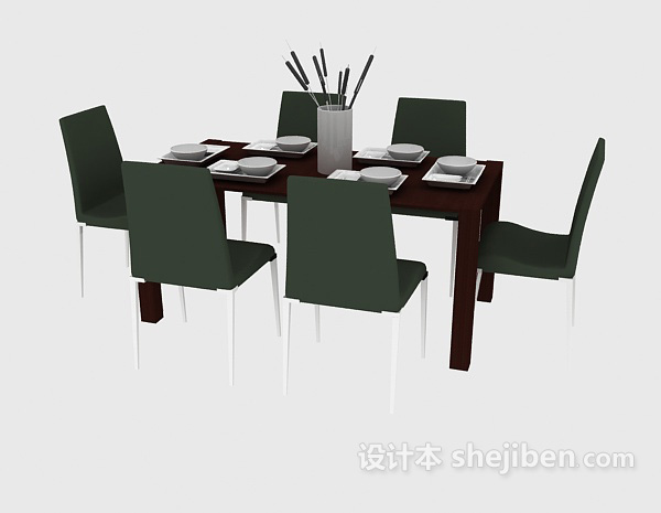 火锅店桌椅3d模型下载