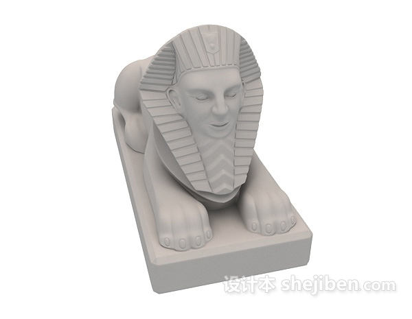 设计本狮身人面像室外雕塑3d模型下载