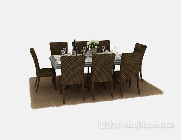 设计本现代简洁美观餐桌洁白时尚餐桌3d模型下载