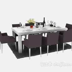 现代舒适餐厅桌椅3d模型下载