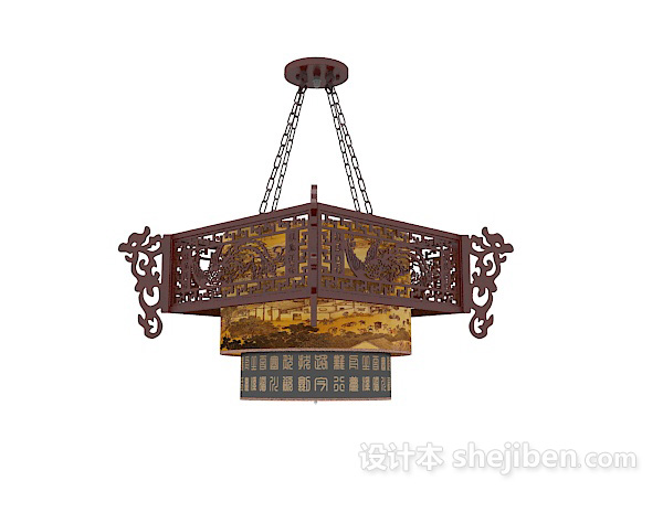 中式风格酒店吊灯3d模型下载