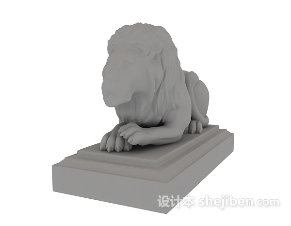 狮子雕塑3d模型下载