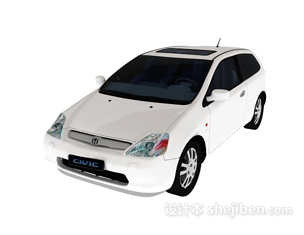 现代风格白色的max汽车3d模型下载