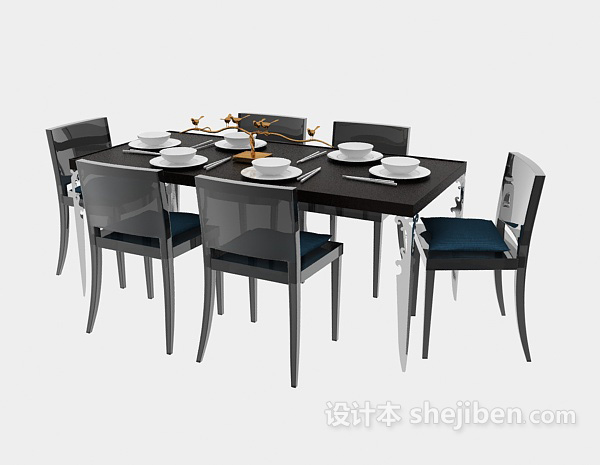 现代风格简洁现代餐桌3d模型下载