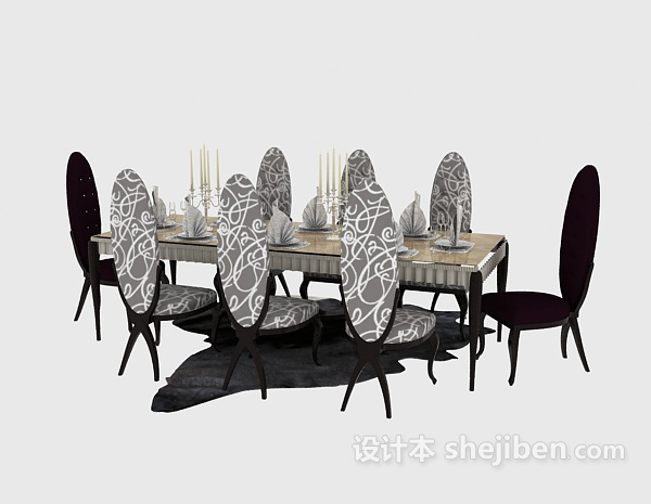 免费欧式高调奢华餐桌椅3d模型下载