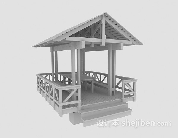 现代风格木制凉亭3d模型下载