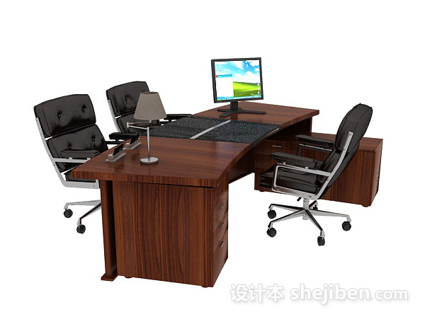 现代风格办公桌3d模型下载
