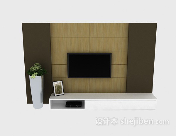 免费现代电视墙 3d模型下载