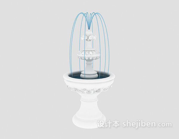 欧式风格白色欧式喷泉-室内喷泉3d模型下载