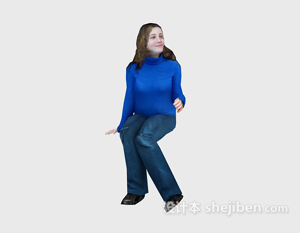 免费人物女人坐姿3d模型下载