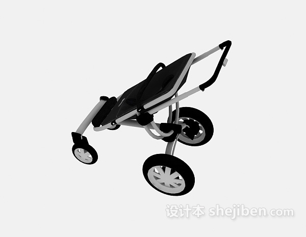 现代风格黑色婴儿车3d模型下载