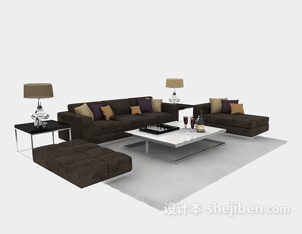 紫灰简约现代沙发组合