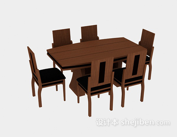 免费桌椅组合3d模型下载