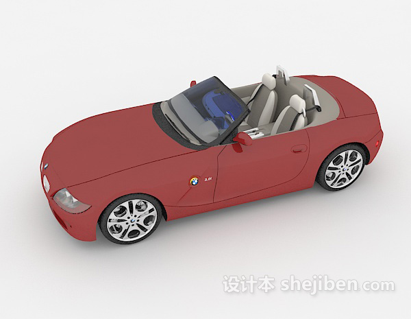 现代风格红色敞篷max汽车3d模型下载