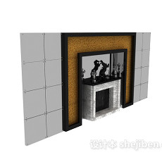 欧式电视柜造型3d模型下载
