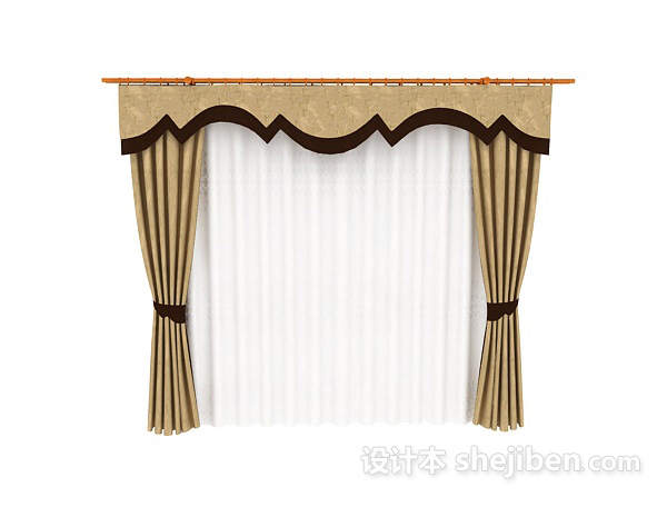 设计本古典窗帘max窗帘3d模型下载