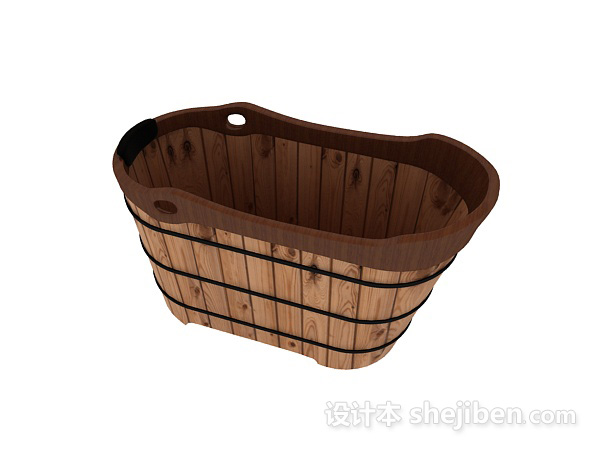 木桶浴缸3d模型下载