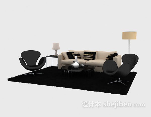 现代风格个性混搭现代简约风格沙发组合3d模型下载