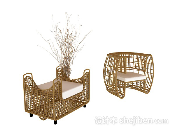 设计本休闲藤椅家具3d模型下载