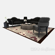舒适软装欧式多人沙发3d模型下载
