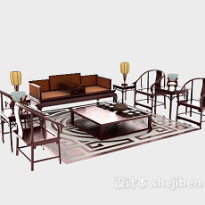 古典中式沙发3d模型下载