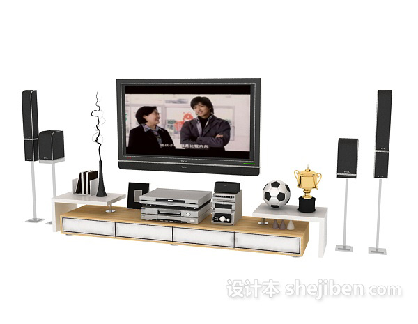 现代风格电视柜3d模型下载