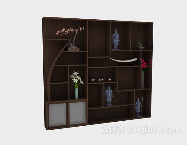 设计本中式餐边装饰柜3d模型下载