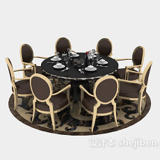 现代时尚高雅小圆形餐桌3d模型下载