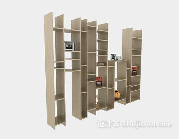 现代风格白色调现代博古架展示柜装饰柜3d模型下载