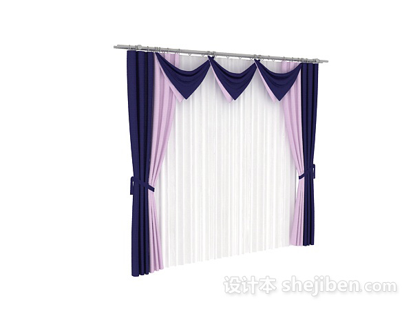 紫色窗帘max窗帘3d模型下载