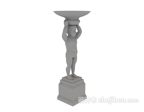 广场雕塑3d模型下载