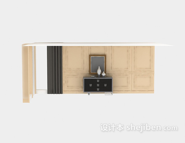 中式风格新古典中式玄关厅柜3d模型下载