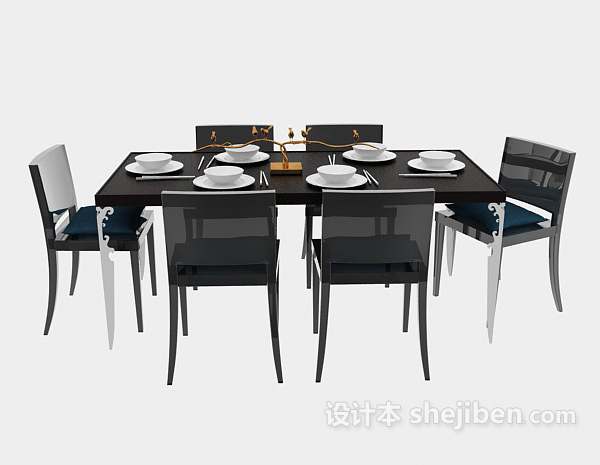 免费简洁现代餐桌3d模型下载