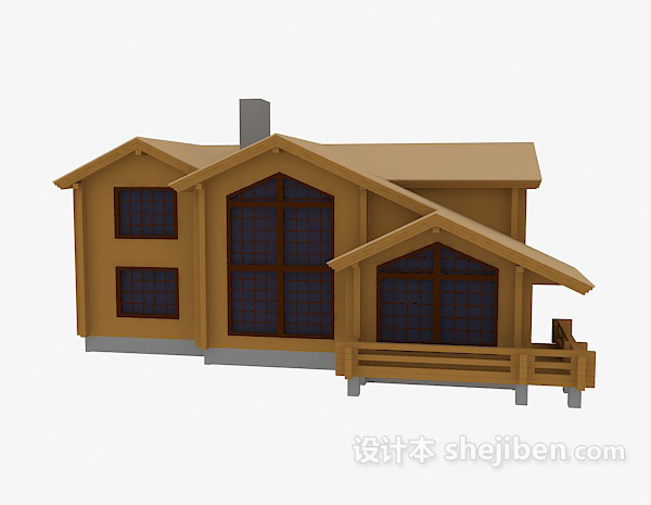 设计本木屋别墅3d模型下载