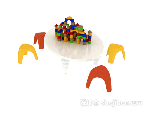 免费儿童玩具桌椅 3d模型下载