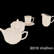 白色经典型茶具3d模型下载