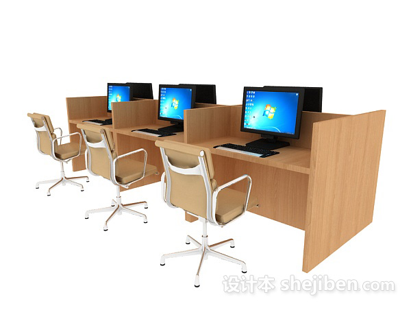 办公室桌椅3d模型下载