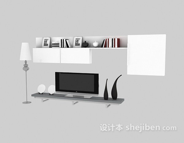 现代风格电视柜组合3d模型下载