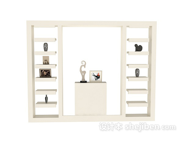 现代风格纯白欧式博古架展示装饰柜3d模型下载