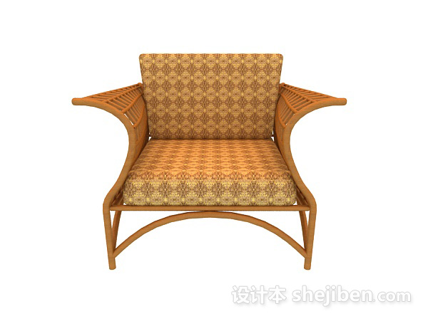 免费单人藤椅沙发3d模型下载